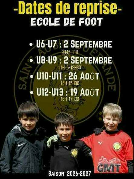 Reprise des entrainements : U12 - U13